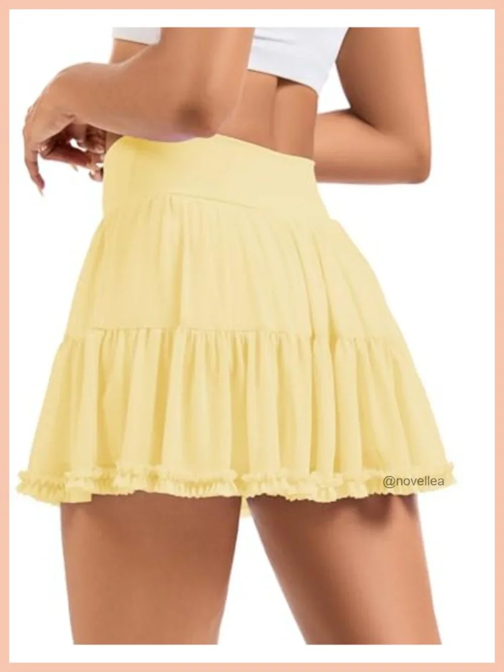 Flowy Tennis Skort with Shorts & Pockets High Rise Mini Ruffle Skirt